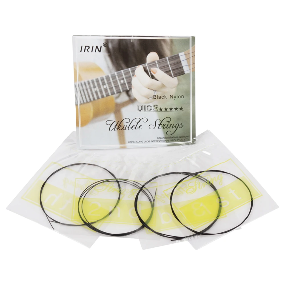IRIN U102 Ukulele-Saiten, 4-saitige Hawaii-Gitarre, schwarze Nylonsaiten, Saiteninstrument, Ukulele-Gitarrenzubehör und -teile