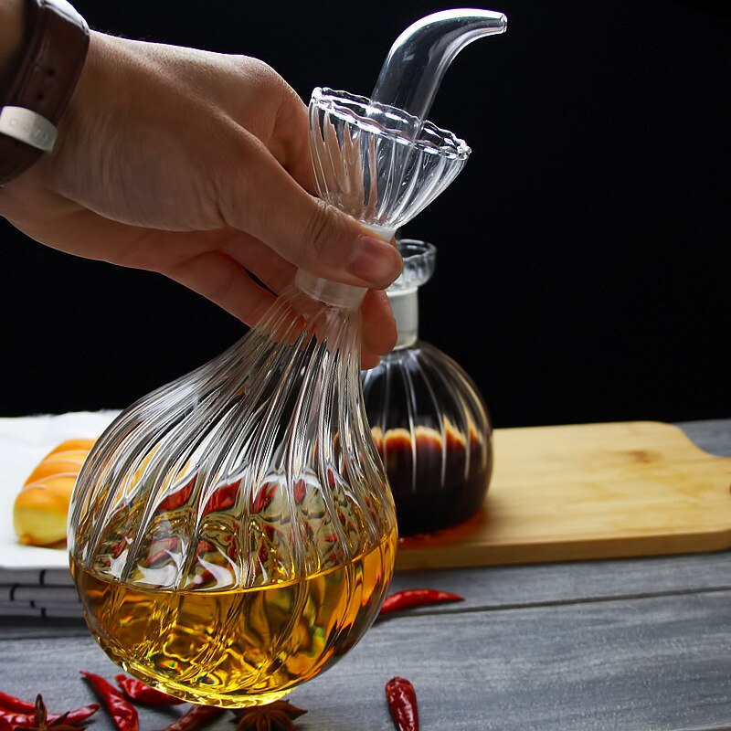 High boron silicone glass oil vinegar jug soy sauce pot seal seasoning pot striped jug