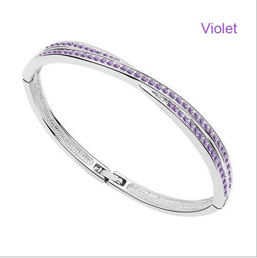 AAAA + Strass Kreis Manschette X Armband Armreif modeschmuck freies charme frauen nette romantische liebhaber: silver violet