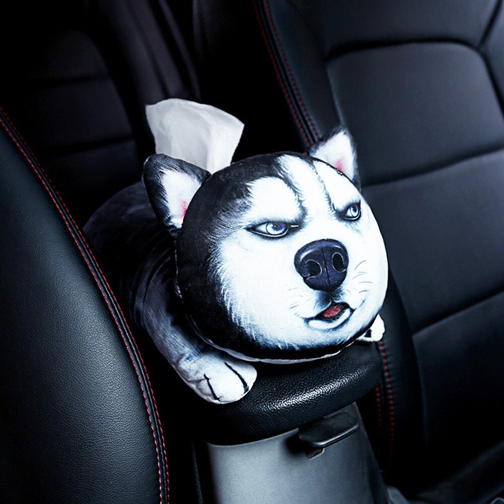 Boîte à mouchoirs créative 3D, chien de dessin animé mignon modélisation de voiture accoudoir siège pare-soleil porte-mouchoir pour chambre à coucher bureau décor: B