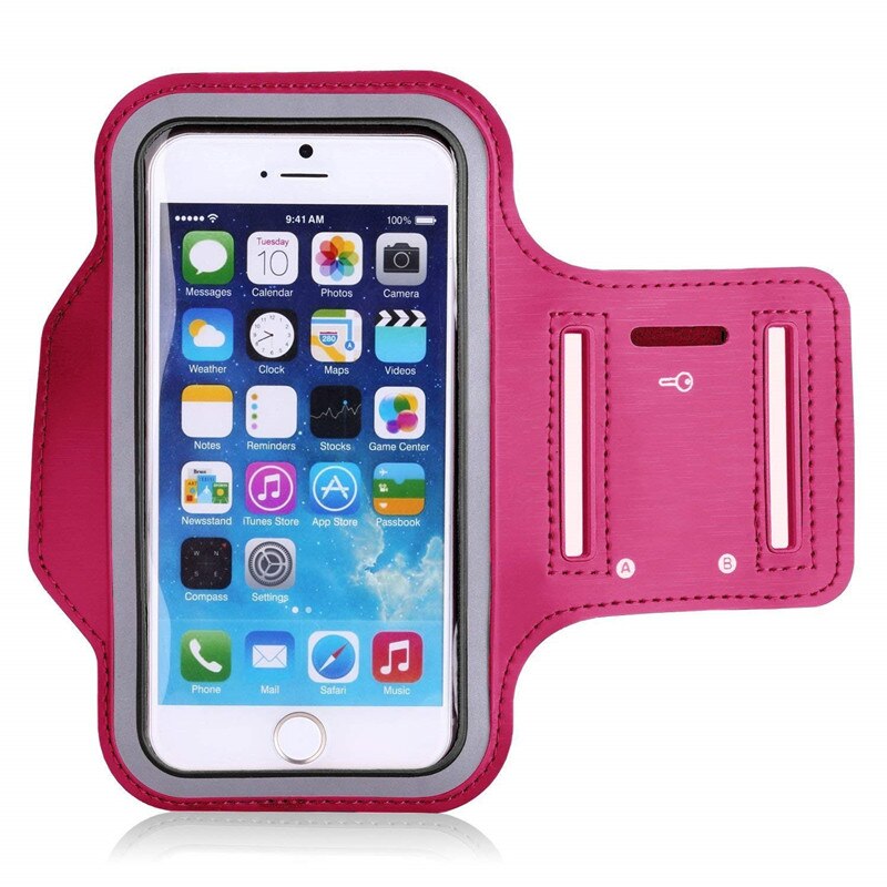 Cell Phone Armband for iPhone 8, 7, 7S, 6, 6S,and Samsung Galaxy S9, S8 Water Resistant Phones bag with key holder for Running: Pink 5Inch