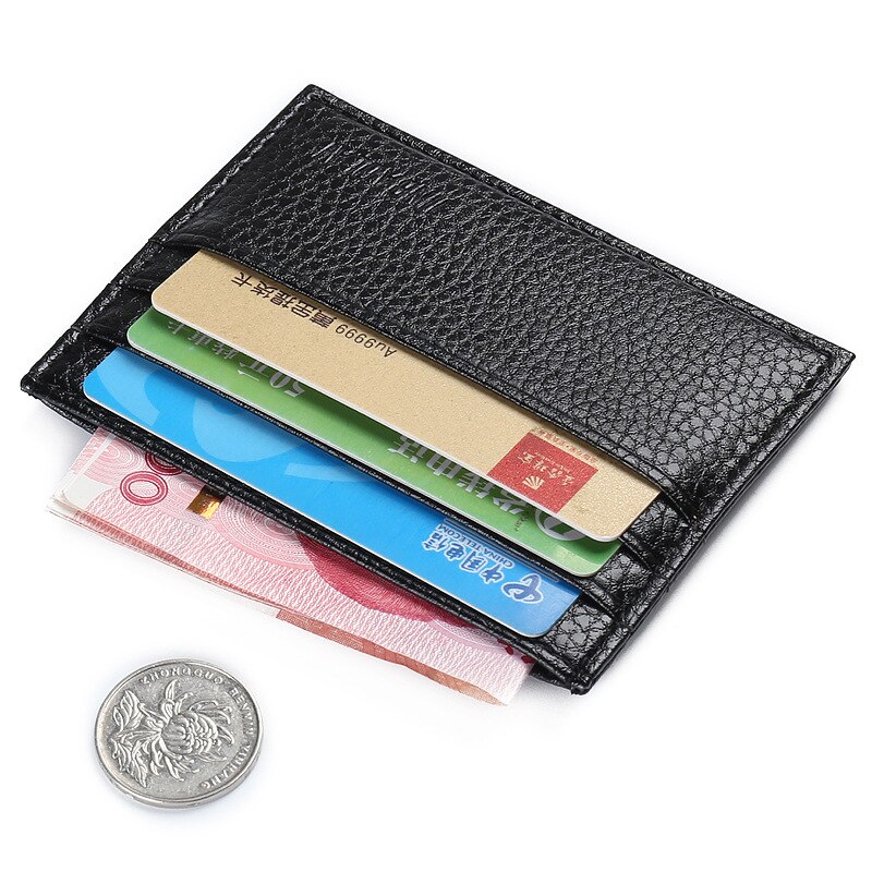 Men Slim Soft Business Credit Card Holder PU Leather Vintage Wallet Retro Texture Mini ID Holders Black Bank Case Purse