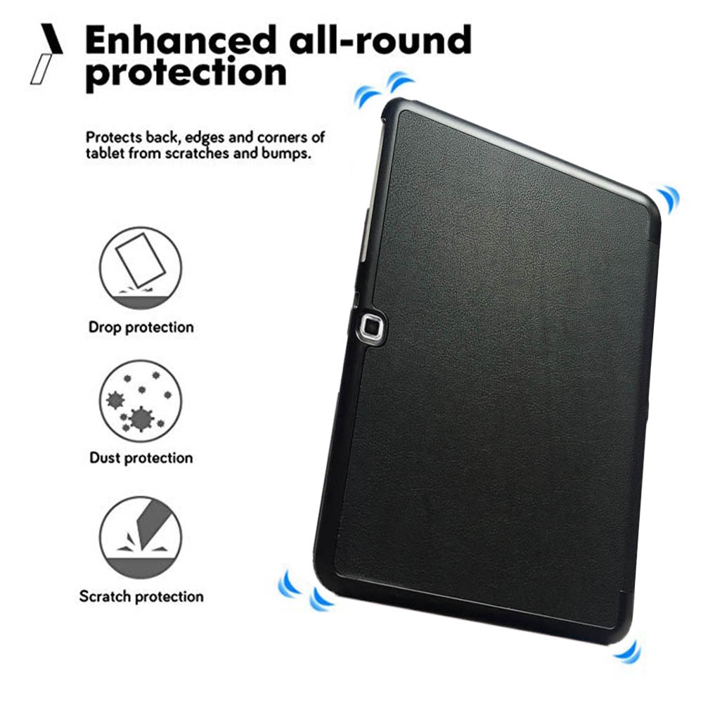 Housse de support en cuir PU pour Samsung Galaxy Tab 4 10.1 SM T530 T531 T535 housse de réveil/sommeil automatique pour tablette + film de protection + stylet