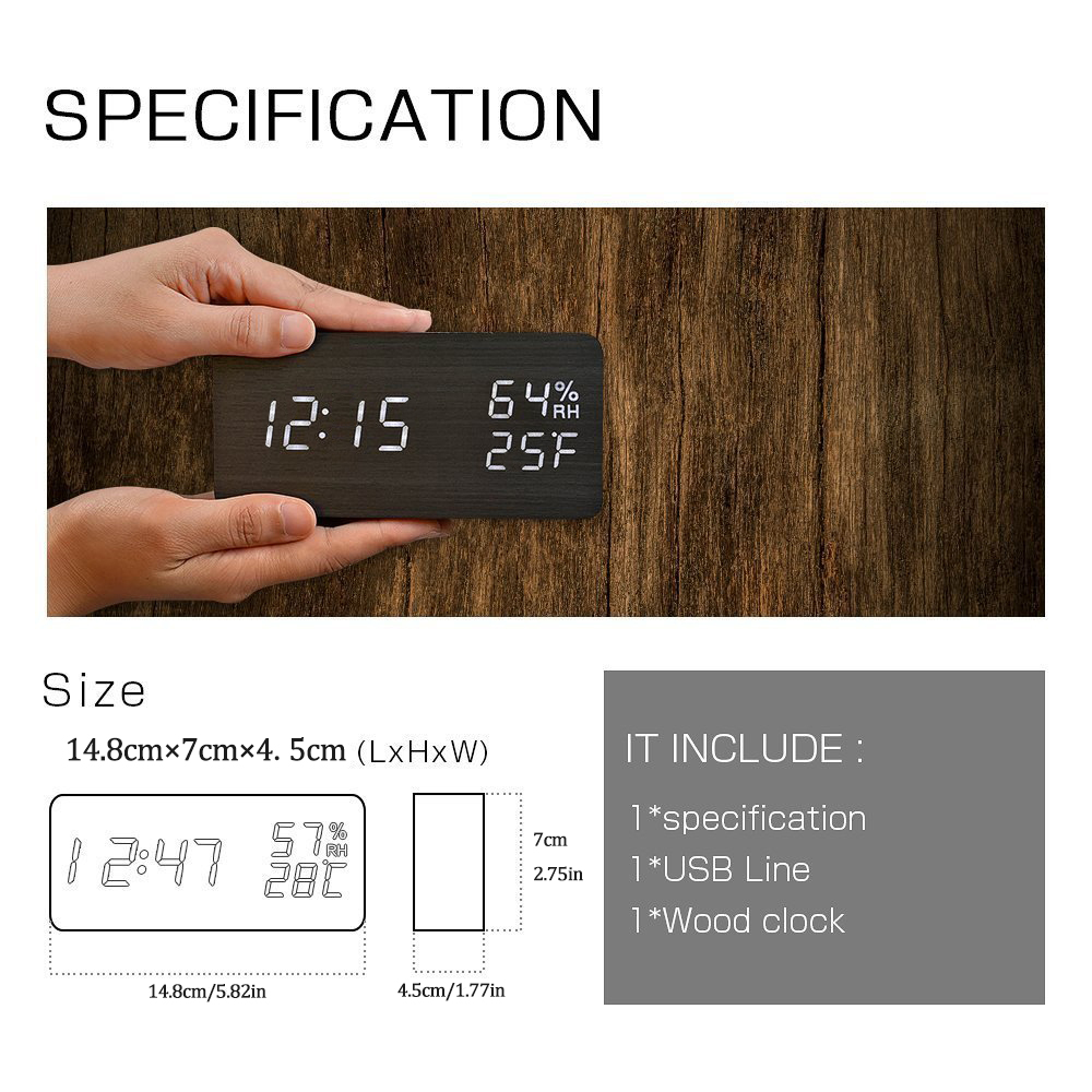 Moderne Led Wekker Temperatuur Vochtigheid Show Klok Desktop Electronic Sound Controle Digitale Klokken Tafel Klok Klein Klokje