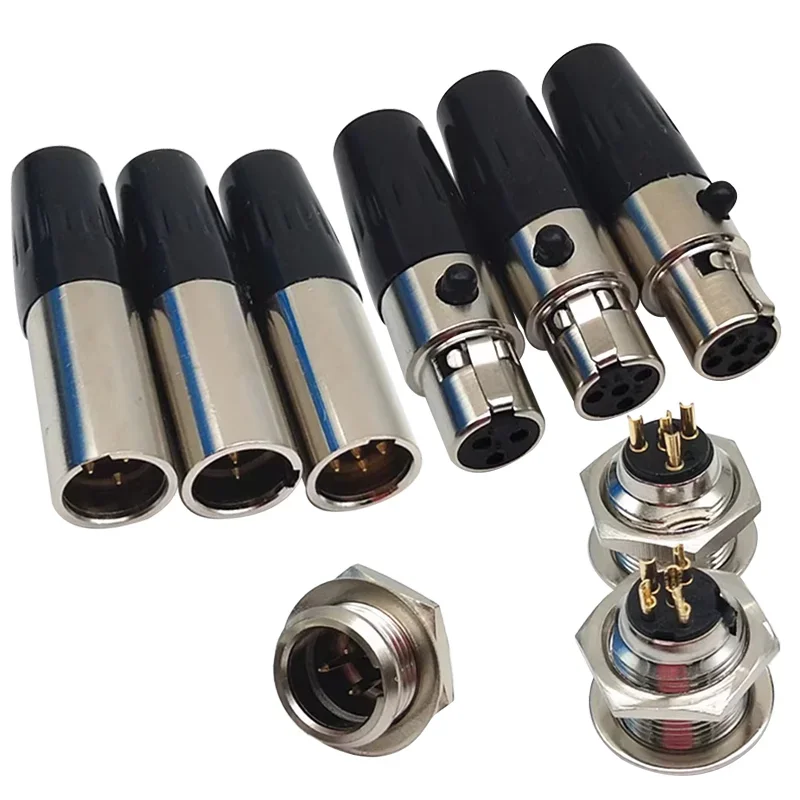 2Stck Mini XLR Männlich Weiblich Stecker 3/4/5/6 Stifte Kleine XLR Männlich Buchse für MIC Mikrofon Audio- Kabel Lözehn Stecker
