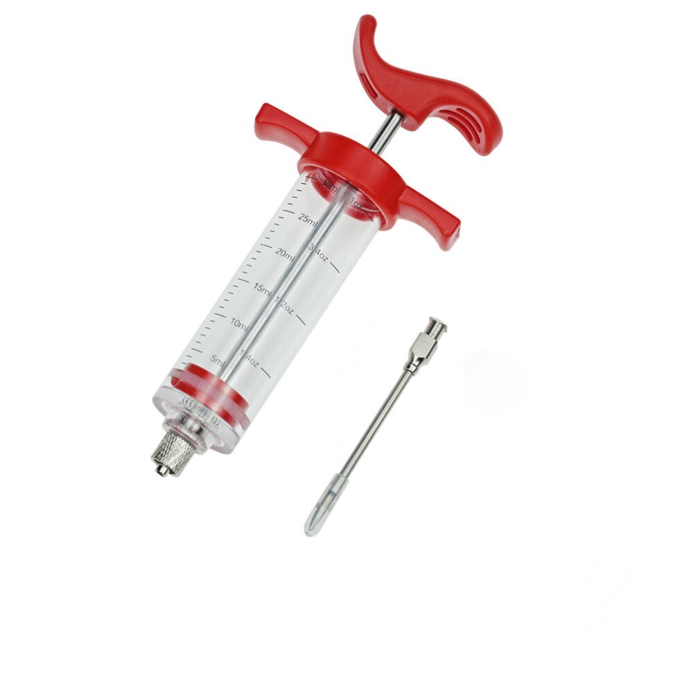 Jeringa de acero inoxidable para carne de barbacoa, jeringuilla para adobo de pavo, especias, salsa de cocina, accesorios para adobo: 1 Injector 1 Needle