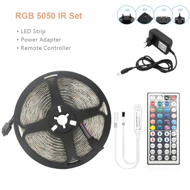 Tira de luces Led Rgb, cintas adhesivas impermeables para exteriores, 12V, 5050, 5M, 10M, 15M, 18/30/60 Led/M, cadena de hielo, decoración de luz para habitación: Blanco / Rojo claro / 0-5 W / 6 m