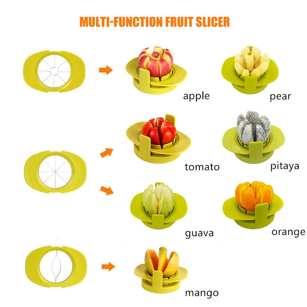 Cortador 4 en 1 de manzana, pera, tomate, Guava, naranja, fruta, pitahaya, cortadora de vegetales, cortador con Base común, aparato de cocina