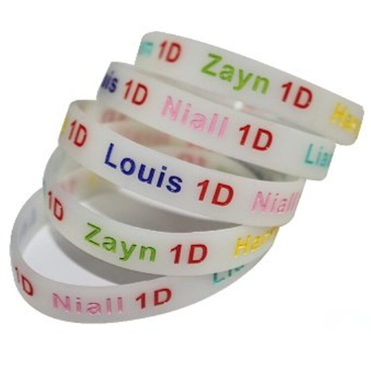 1pc one direction music band 1D silicone rubber bracelet wristband: Black Zinc Plated