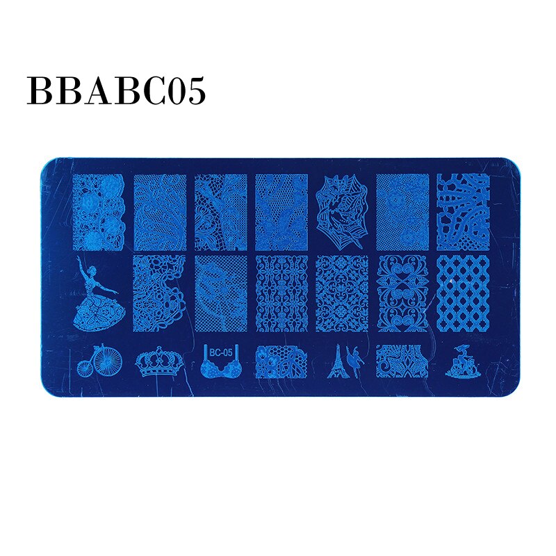 AddFavor Nail Stamping Template DIY Nail Polish Stamper Tool Stainless Steel Manicure Stamping Plate Gel Art Print Stamp Kits: BBABC05