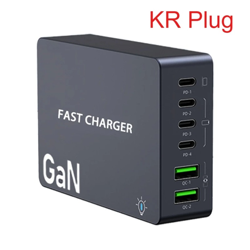 990W GaN Quick Charger 4 USB C 2 USB A Desktop Multi Port Socket Connector Chargers For Laptop Cellphone Tablet PD Fast Charging: SKY BLUE
