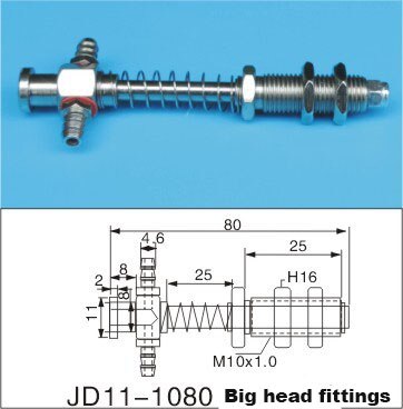 Robot accessories fittings Big head fittings pneumatic vacuum cup holder Fitting pneumatic component Tail intake: M10-11-L80