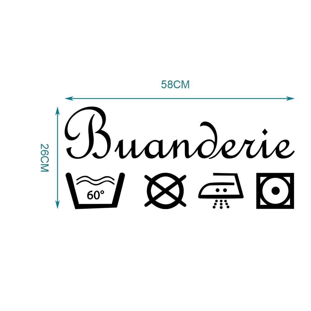 Buanderie Lessive Laundry Room Reminder Washing Quotes Signs Wall Sticker Decoration for Washing Utility Room Removable Decals: DW1994-S