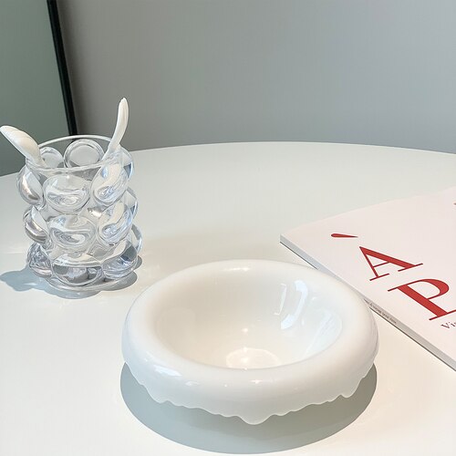 Plato occidental de cerámica blanca pura de forma especial para cena, cuencos para ensalada, postre, fruta, cereales, desayuno, sopa, platos de cocina: 6 inches