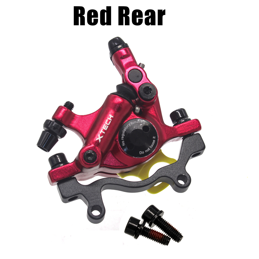ZOOM XTECH Mountain Bike Hydraulic Disc Brake Calipers Line Pulling Disc Brake For MIJIA M365 Mi Electric Scooter With Rotors: Red Rear