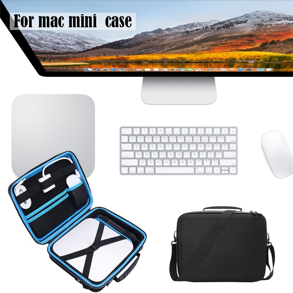 Bærbar opbevaringstaske til apple mac mini desktop & tilbehør stødsikker rejsetaske håndtaske skuldertaskeovertræk