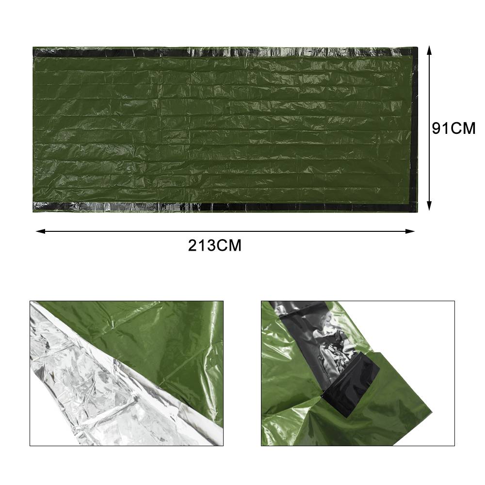 Noodslaapzak, noodhulp slaapzak, pe aluminiumfolie tent, draagbaar voor kamperen en wandelen in de buitenlucht, met fluitje