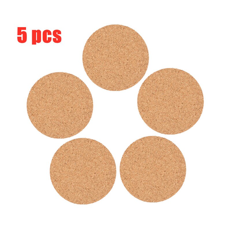 3/5/10 pcs Cork Coaster Set Coffee Cups Mat Wood Pattern Tablemats Drinking Glasses Placemat Cork Cup Stand Cafe Bar Accessoires: 5 pcs