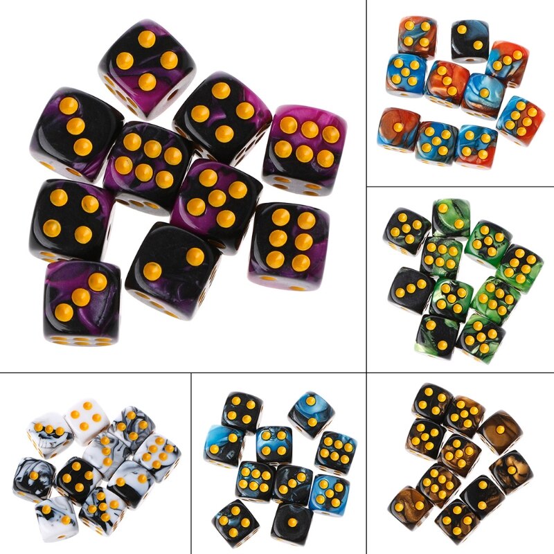 10 stücke Sechs Seitige 12mm Transparent Cube Runde Ecke Tragbare Tisch Spielen Spiele