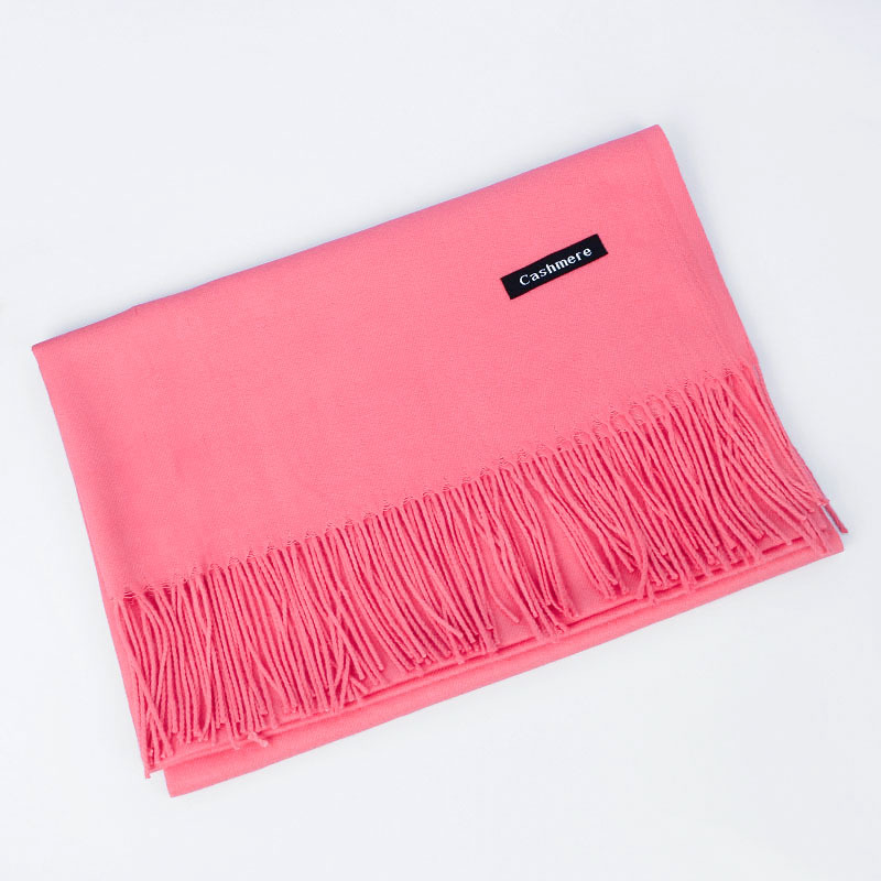 Écharpe polyvalente en Imitation cachemire brossé, couleur unie, épaisse, longue écharpe d'hiver avec pompon en cachemire, châle à épaule pour fille