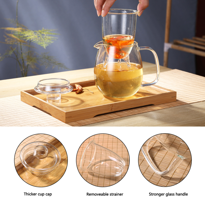 Stor kanna glas vattenkokare tekanna mina vattenkrukor för blomkaffe med handtag kokande kall dryck 600ml 1200ml