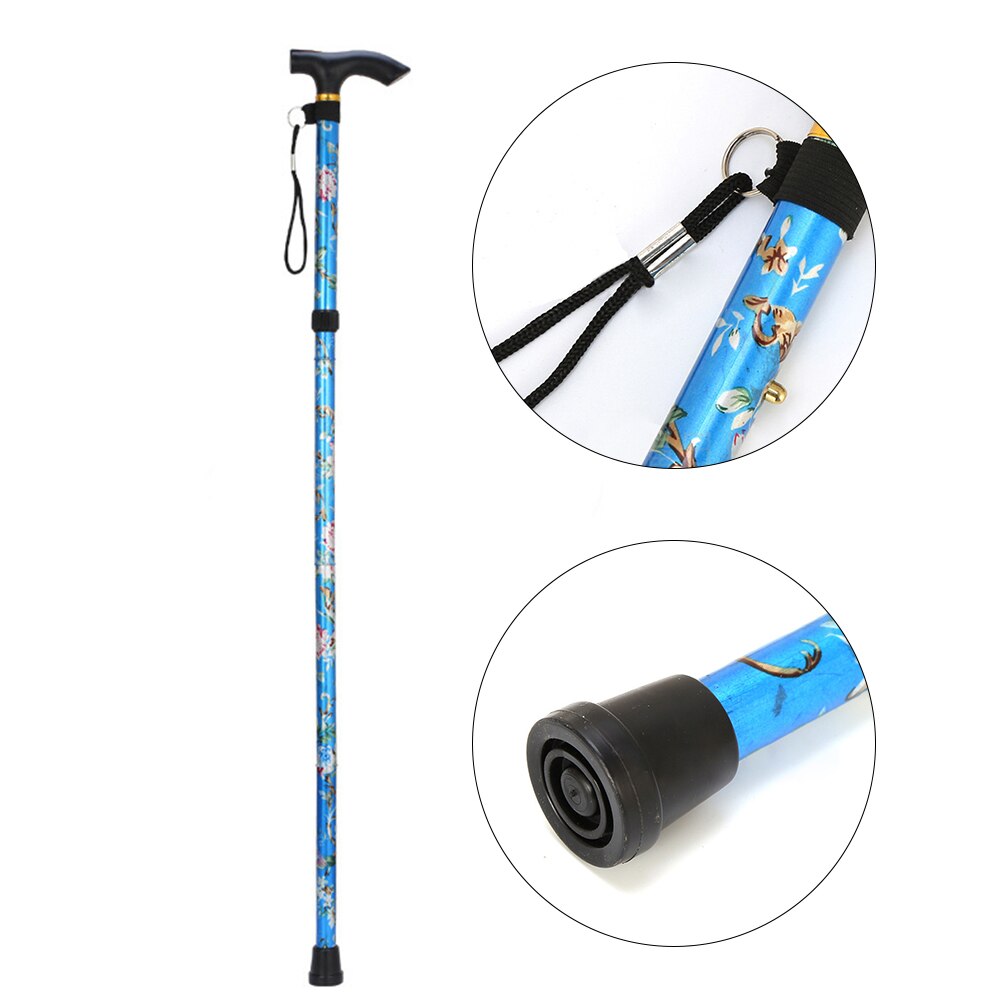 Aluminum alloy mountaineering stick folding telescopic five legged walking stick portable walking stick light walking stick