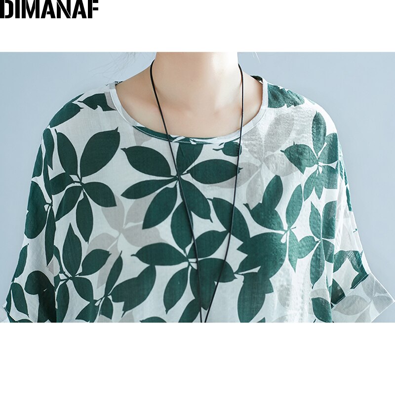 FTCayanz Zomerjurk voor dames, linnen jurk, V-hals, korte mouwen, midi-jurk, lange tuniek, blouse, roze, L