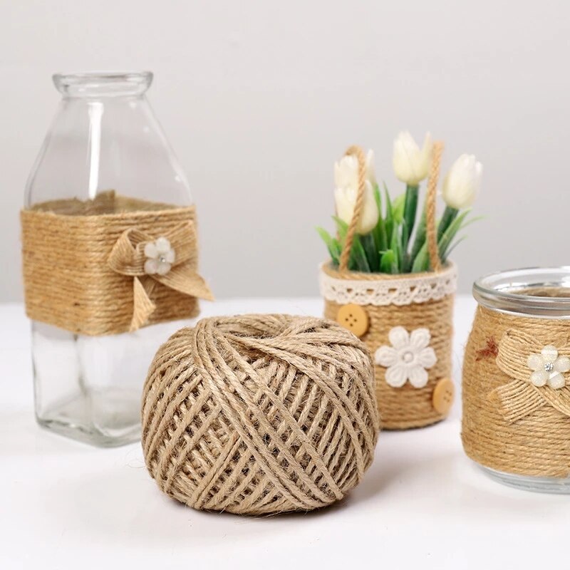 30M/Roll Natural Burlap Hessian Jute Twine Cord Hemp Rope Party Valentine Wrapping Cords Thread DIY Packaging Supplies