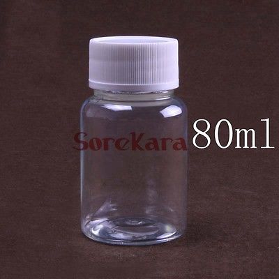 10pcs 80ml Clear plastic Bottle Reagent Bottle Sample Vials Plastic Lid Screw Cap Screw On Cover