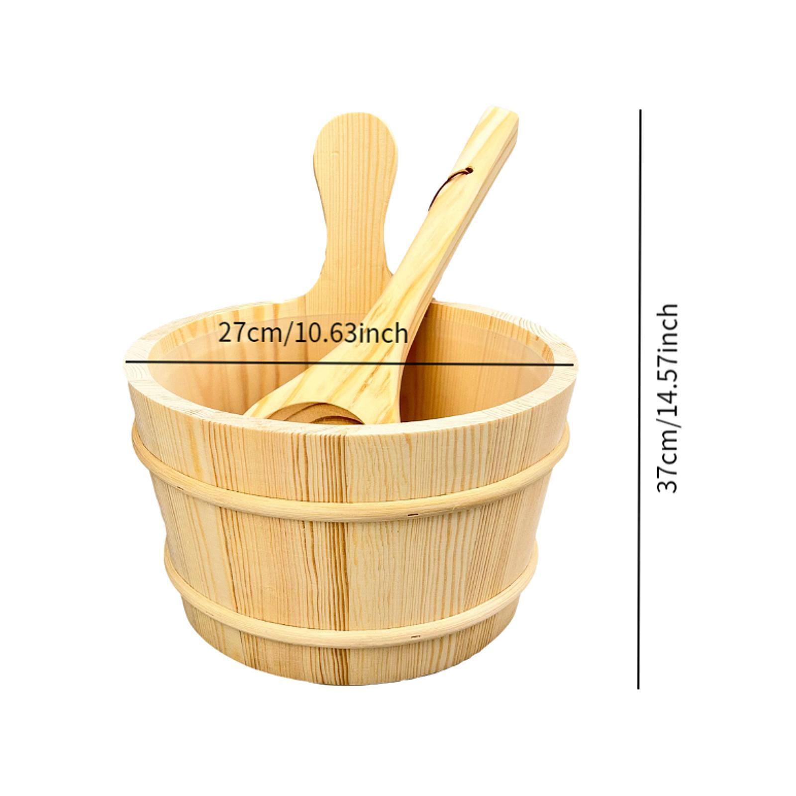 Conjunto de balde de madeira para sauna 5 L portátil premium multiuso balde de chuveiro sauna