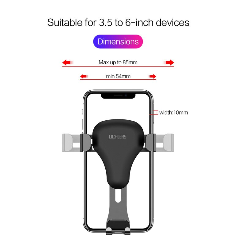 Licheers Auto Houder voor iPhone Xiaomi Samsung S9 S8 Gravity Air Vent Mount Auto Telefoon Houder Mobiele Telefoon Houder Stand in Auto