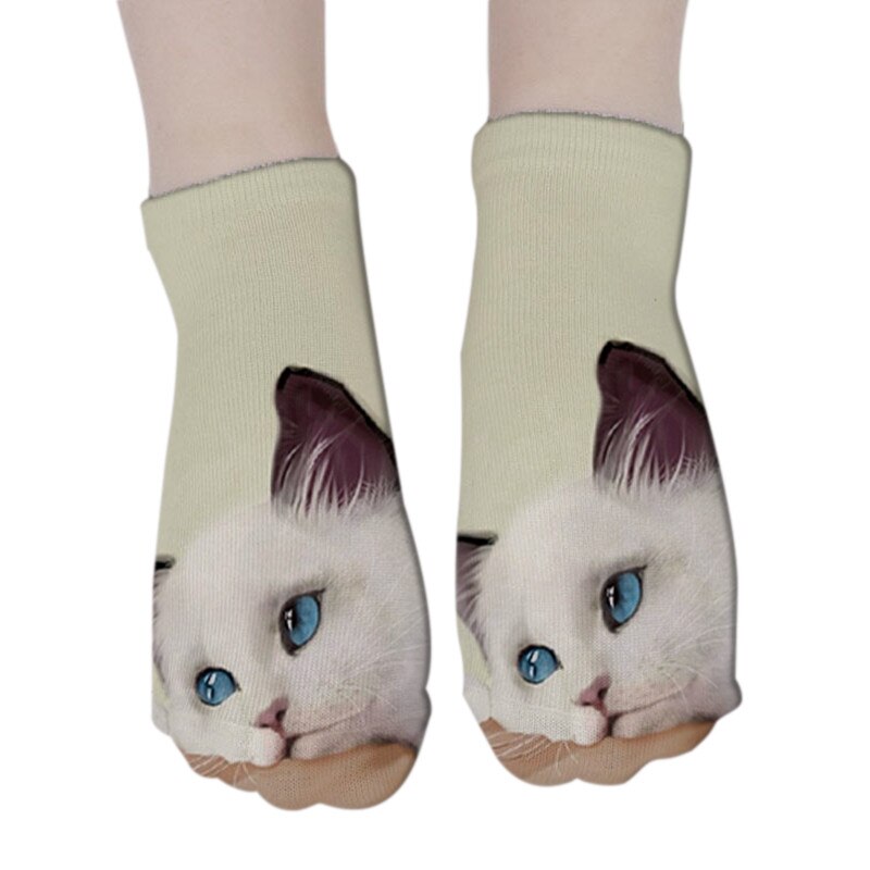 Vrouwen Funny Animal Leuke 3D Print Sokken Vrouwen Sokjes Unisex Sokken Vrouwen Mode Sox Cartoon Kat Voor vrouwelijke