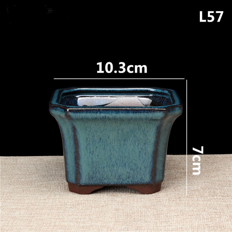 Lychee Life Chinese Ceramic Bonsai Flower Pots Storage Boxes For Flower Green Plants Glazed Pot Planter Diy Crafts Home