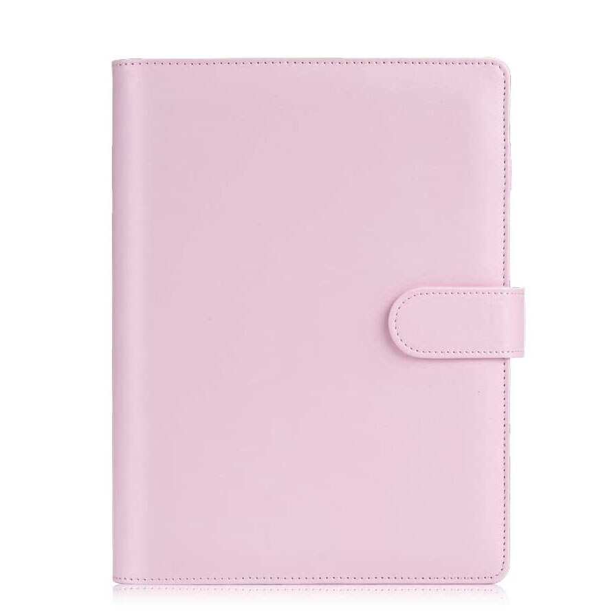 Classeur en cuir A5, carnet de notes à 6 anneaux au , organisateur personnel avec fermeture à boucle magnétique: Pink