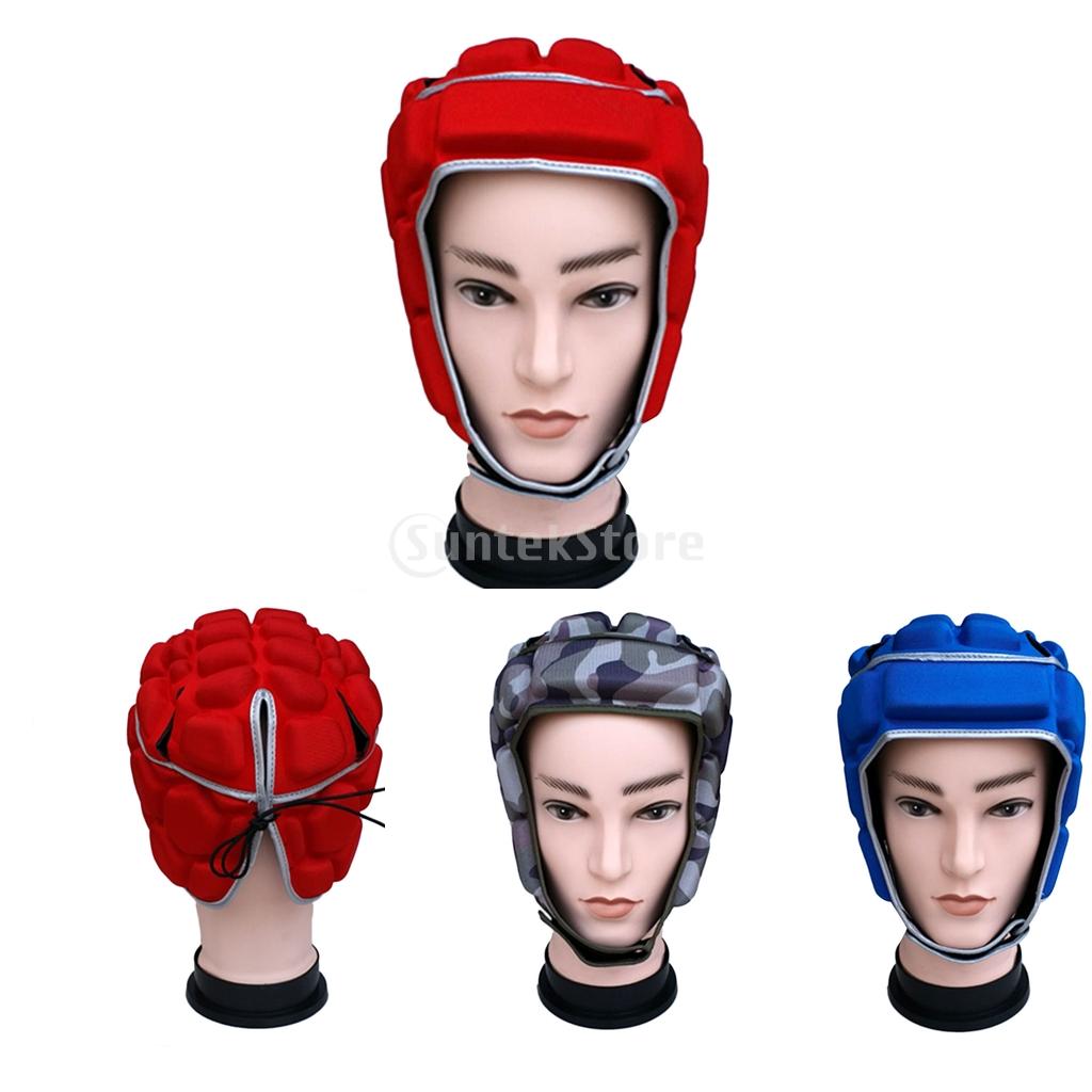Adult Men's Adjustable EVA Padded Soccer Football Helmet Rugby Goalkeeper Head Guard Protector Hat Gear Equipment