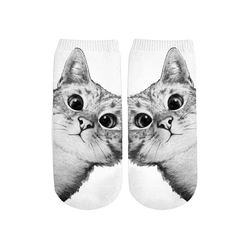 Plstar cosmos zomer kawaii 3d pussy cat katoenen sokken kleurrijke kunst dier warme cartoon korte enkelsokken mooi  -2: 2