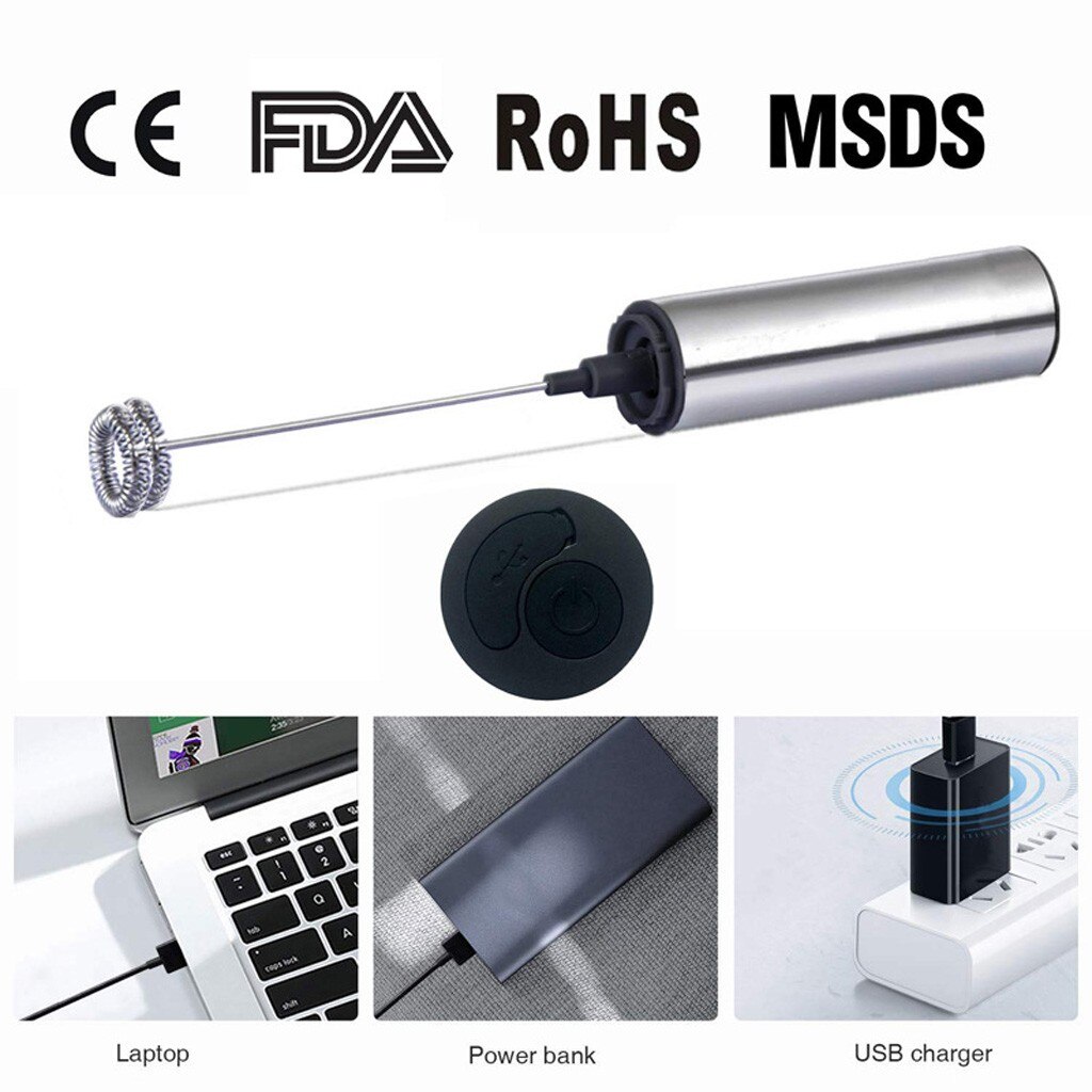 Electric Coffee Mixer Rechargeable Milk Shaker Maker Frother Foamer USB Charging Egg Beater Handheld Paint Mixer#F