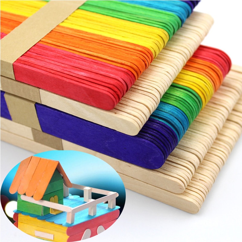 50 Stuks Houten Stokken Creatieve Diy Craft Speelgoed Voor Kinderen Handgemaakte Houten Ijs Cake Diy Huis Maken Grappig Decor levert