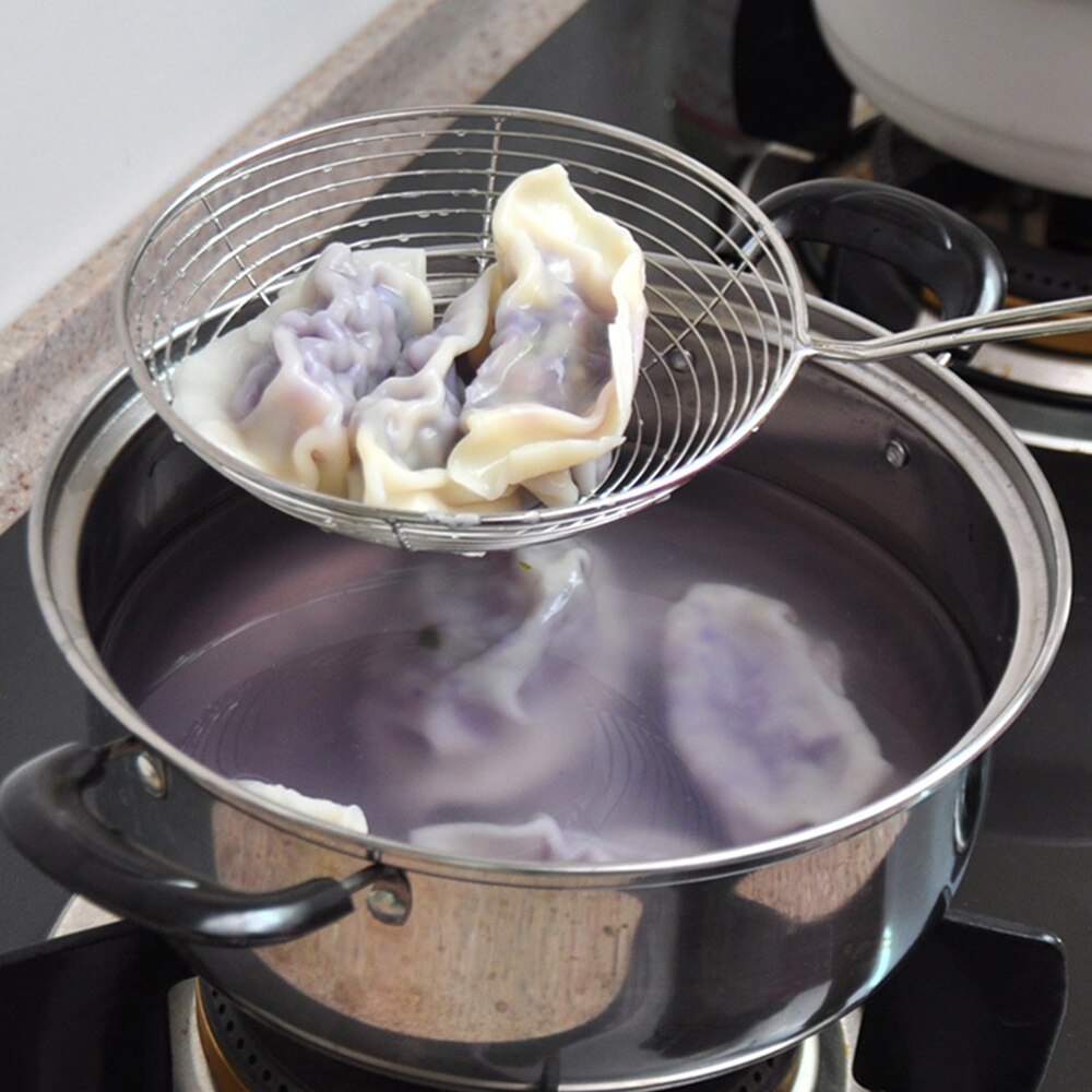 Louche passoire en maille acier inoxydable | Passoire écumoire louche marmite à Long manche Gadget de cuisine, outils de cuisine