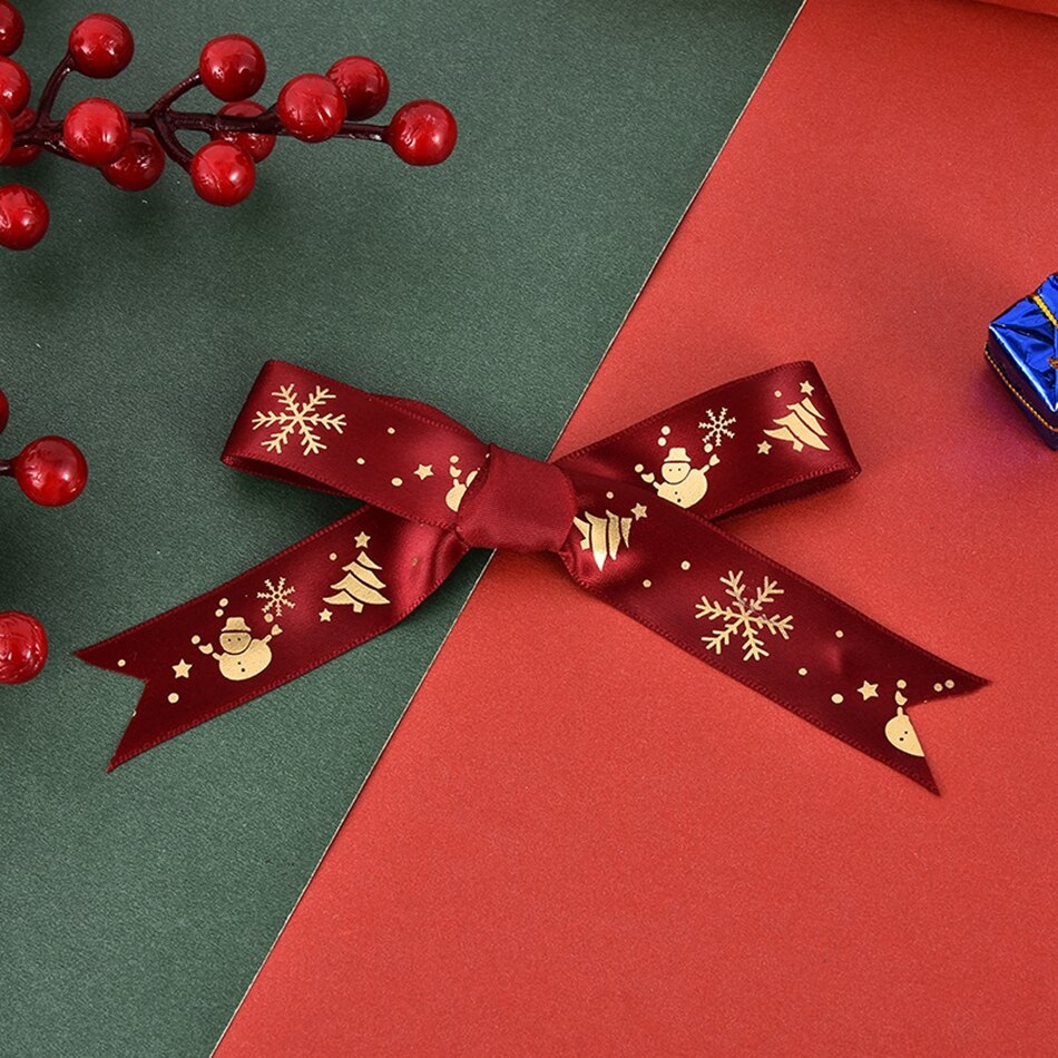 5Yards 25mm Printed Satin Ribbons Tape Bows Crafts DIY Natural Ribbon Sewing Clothing Christmas Wedding Party Decoration