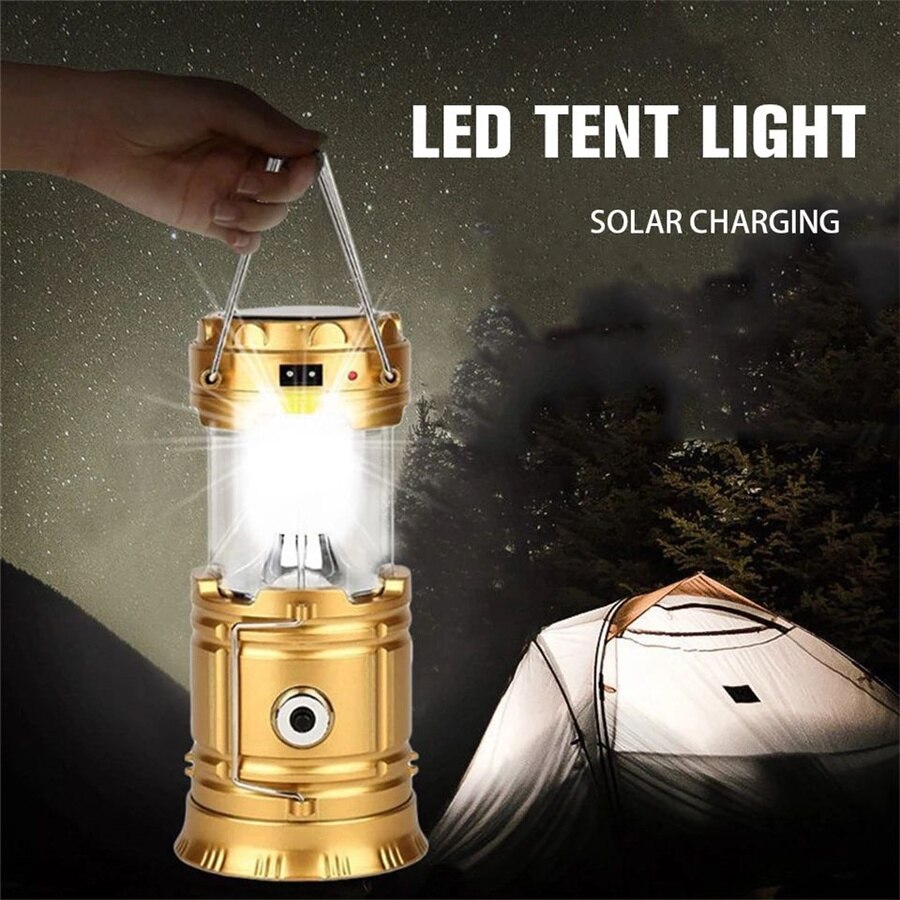 Tragbare LED draussen Solar- Lichter Wiederaufladbare Notfall Taschenlampe Multi-funktion Wasserdicht Zelt Lampe für Wandern Camping