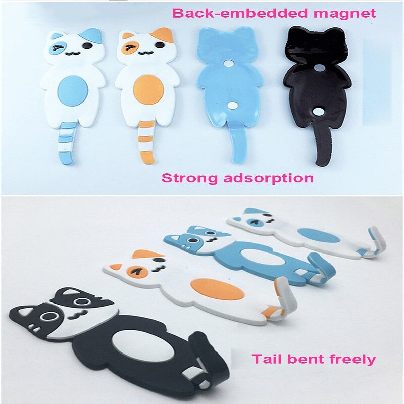 Refrigerator Hooks Magnetic seamless Fridge Magnets Cartoon Cute Pet Home Fridge Sticker Coat Hanger Key Holder Storage Hook