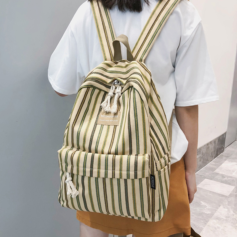 Femme toile Plaid sac à dos étudiant femmes sac d'école fille rayé mignon sacs à dos kawaii streak dames harajuku sac livre adolescent