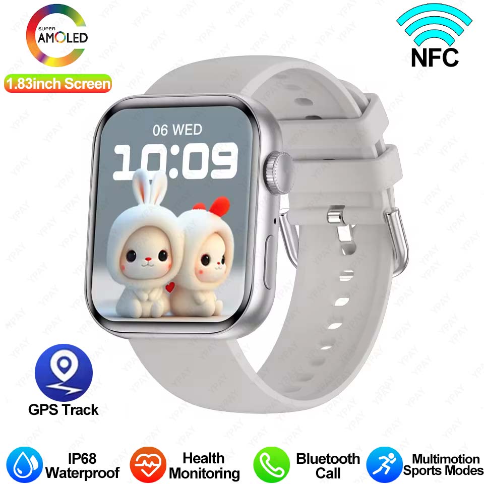 Para huawei xiaomi amoled relógio inteligente masculino ajuste 3 bluetooth chamada gps esporte rastreador ip68 à prova dip68 água feminino smartwatch 2024 novo: Preto