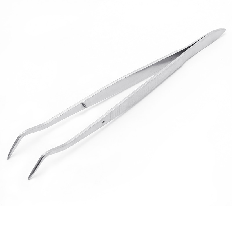 Stainless Steel Tweezers Serrated Curved Dental Instruments Dental Tool