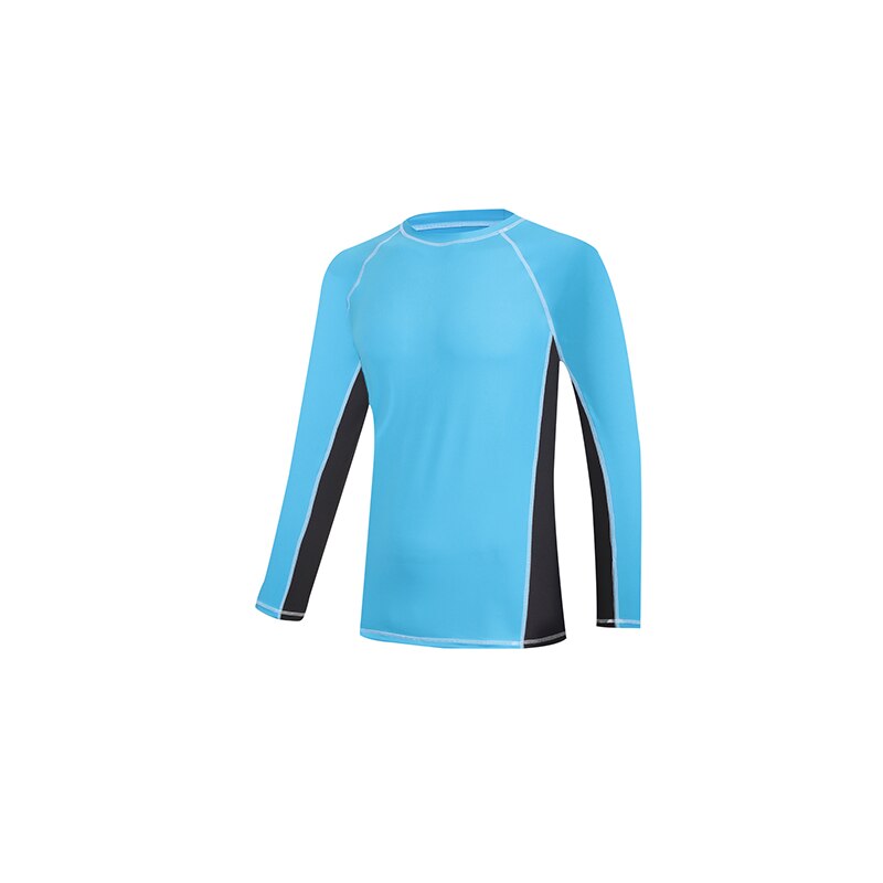 Los hombres UV UPF 50 + protección solar camisas poliéster nadar lycra exterior de larga distancia de manga de tamaño: BT2 SkyBlue / US SIZE XL