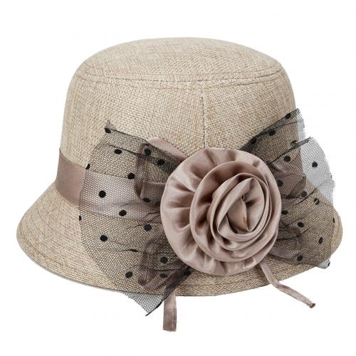 Chapeau avec nœud papillon en maille à pois pour femme, chapeau seau, pare-soleil d'extérieur, , Vintage, à la: Kaki