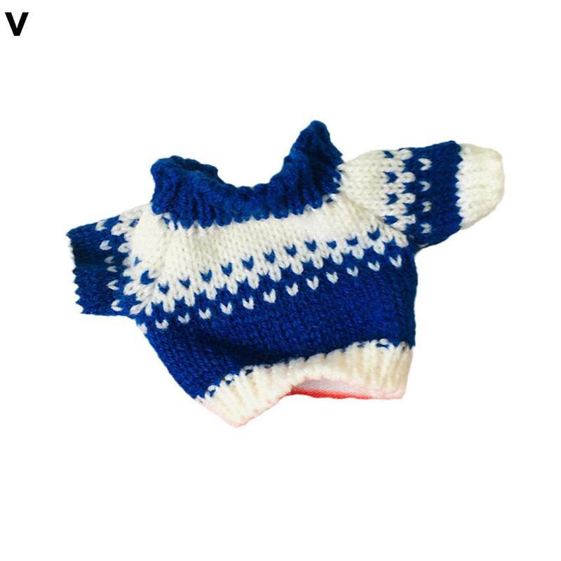 1 sztuk 20cm pluszowe zabawki słodkie ubrania z miękkiej dzianiny sweter zima Vintage dzieci lalki zabawki urodziny prezenty świąteczne akcesoria: V