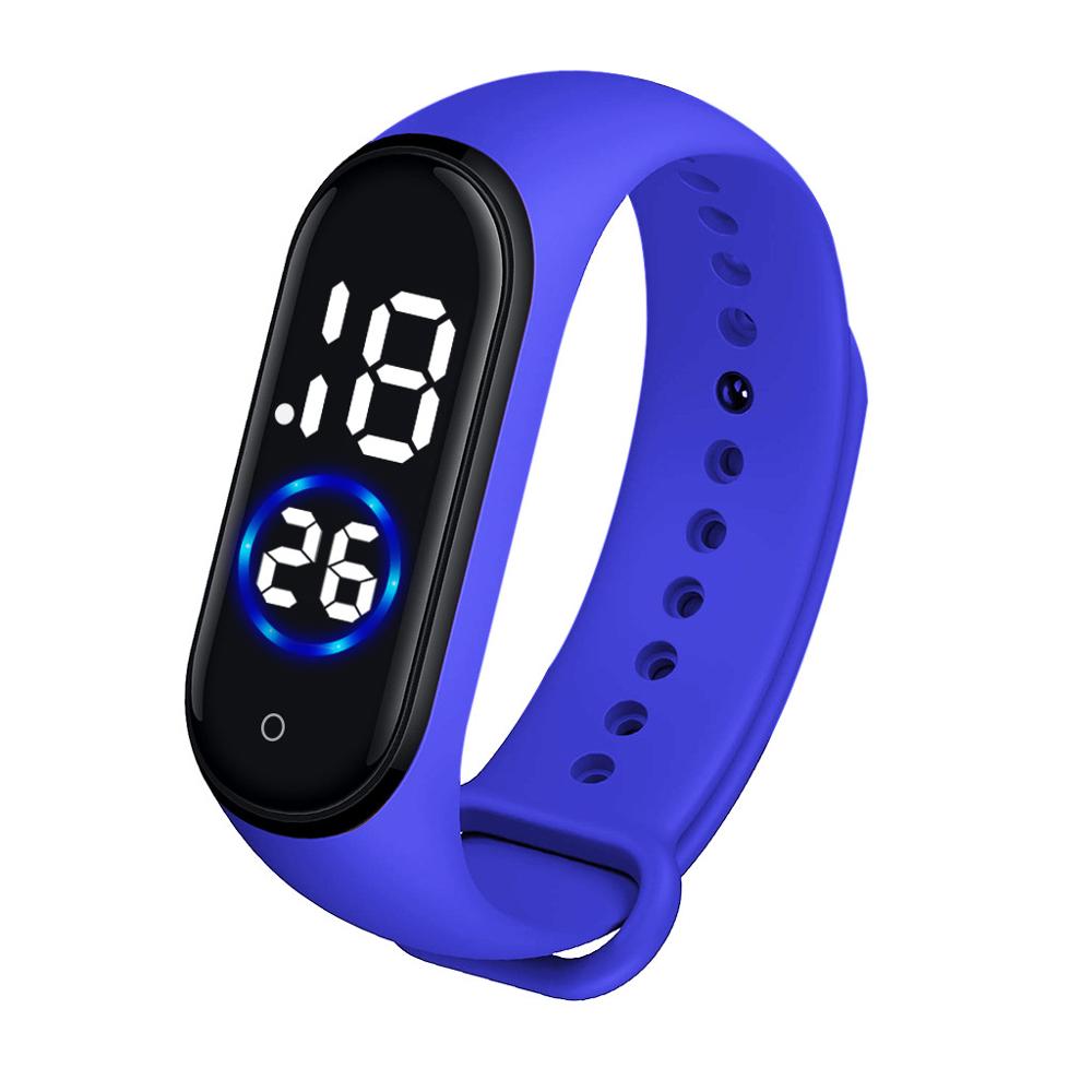 Digitalt led sportsur unisex silikonebånd vandtætte armbåndsure mænd kvinder armbåndsur reloj mujer: Blå