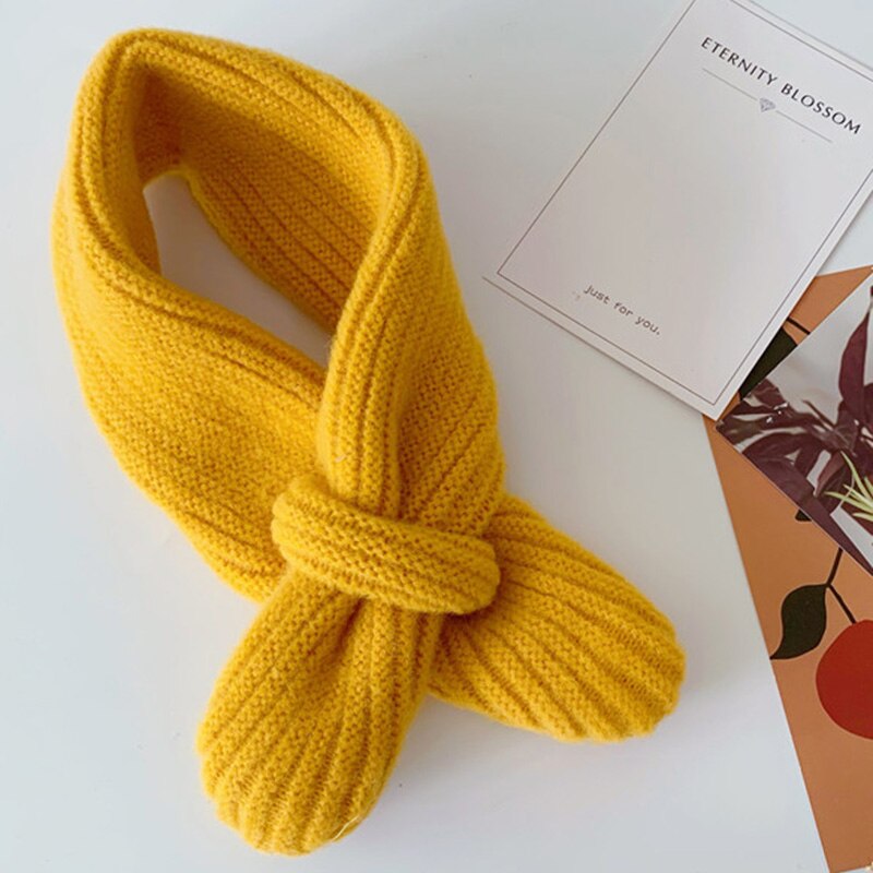 Korean Version Candy-colored Knitting Scarf Children Autumn Winter All-match Baby Warm Woolen Yarn Boys Girls Soft Collars D49